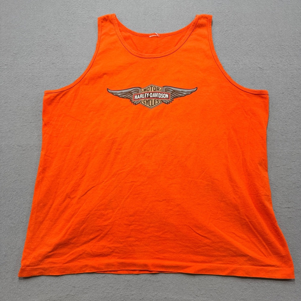 Harley-Davidson Tank Top Men's 2XL Orange Las Vegas Nevada Streetwear Moto Biker